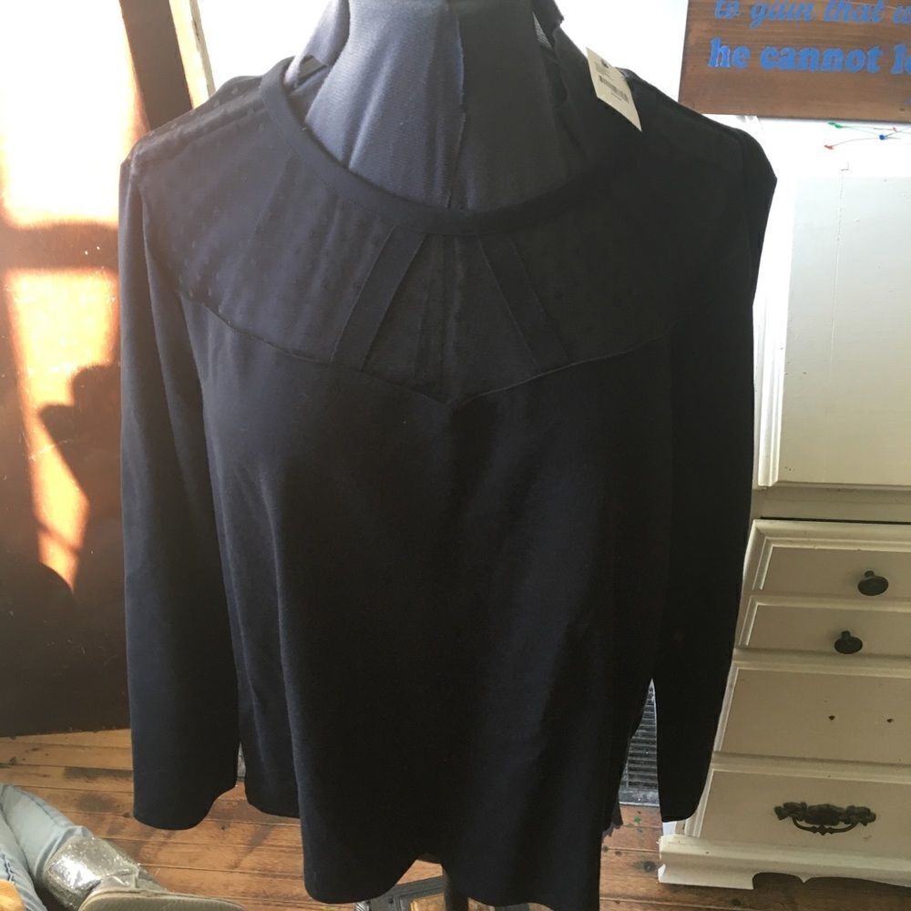 NWT 22/24 dotted sheer neckline blouse